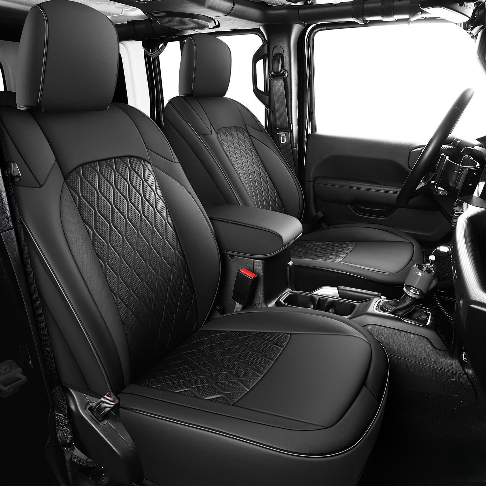 Photo 1 of (PARTIAL SET) (UNTESTED) Coverado Seat Covers Fullset for Jeep Wrangler, Waterproof Car Seat Covers for Automotive Truck Seat Covers Custom Fit for 2018-2024 Jeep Wrangler JL 4-Door with Rear Cupholder Only?Black?