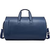 Leather Garment Bag,Convertible Garment Duffel Bag for Travel Mens Suit Bag 2 in 1 Waterproof Foldable Carry on Garment bag with Shoulder Strap Weekender Bag with Shoe Pouch