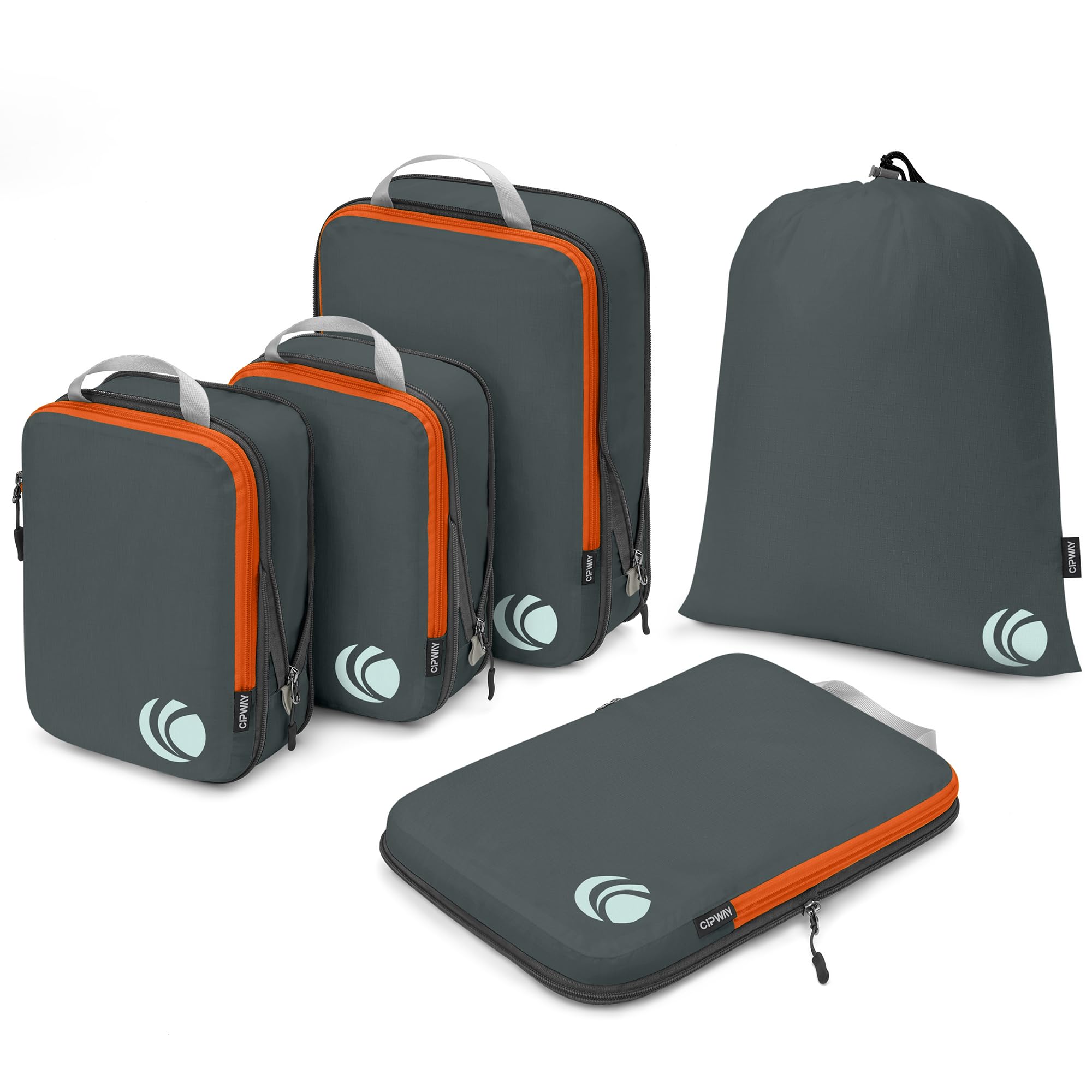 Cipway Compression Packing Cubes for Carry-On Luggage, 5 Set Expandable Compressible Travel Packing Organizers Essentials (Grey)