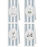OVAcational Light Blue Striped Golf Kitchen Towels, Gifts for Men Women Golfers Decorative Hand Towels for Bathroom, Golf Lover Gifts Dish Tea Towel for Kitchen, 16x24 Inch Set of 4
