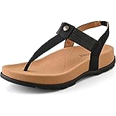 GRACESTRIDE Women's Orthopedic Flat Sandals T-Strap Flip Flops with Arch Support, Comfortable Casual for Everyday Wear