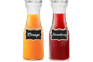 Set of 2 Glass Carafe with Lids