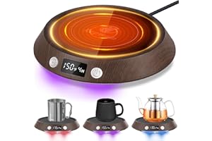 Kepwam Coffee Mug Warmer – 55W Fast Heating Coffee Warmer, 3 Temperature Settings up to 170℉ with LED Lights, 2–9H Timer & Auto Shut-Off, Coffee Cup Warmer Gift for Women & Men, Office/Home Use
