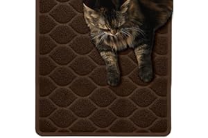 Mighty Monkey Waterproof BPA Free Cat Litter Box Trapping Mat, Easy Clean Floors, Textured Baking, Soft on Sensitive Kitty Paws, Cats Accessories, Less Waste, Stays in Place, 35x23, Chocolate