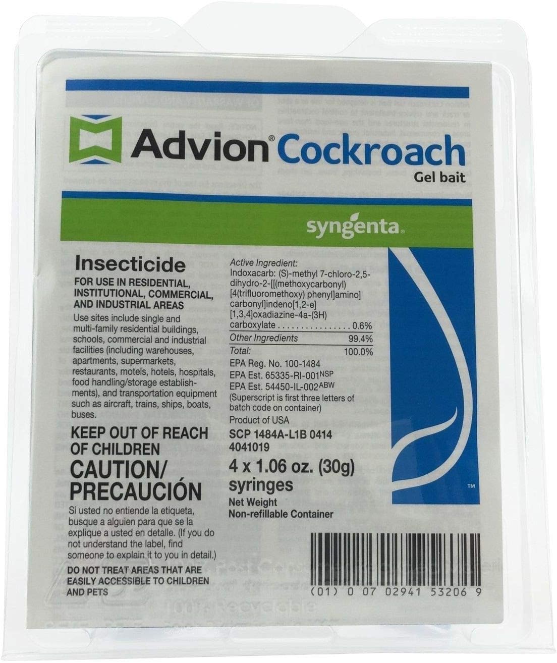 Syngenta 383920 Advion Cockroach Gel Bait 4 X 30 Gram Tubes Roach Control, 4 30, Brown : Garden & Outdoor