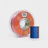 R3D Tri Color Silk PLA Filament, Co-Extrusion 3D Printer Filament 1.75mm, 30-370 mm/s High Speed PLA, Dimensional Accuracy +/- 0.02 mm, 1KG Plastic Spool (Silk Blue-Green-Orange)