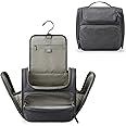 BAGSMART Hanging Toiletry Bag, Water-resistant Leather Dopp Kit, Large Travel Organizer for Full Sized Container, Grey