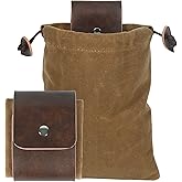 JOINDO Large Foraging Bag, Waxed Canvas Mushroom Foraging Bag, Multipurpose Leather Foraging Pouches for Outdoor Hiking Hunting, Portable Bushcraft Bag Gathering Bag (Collapsible)
