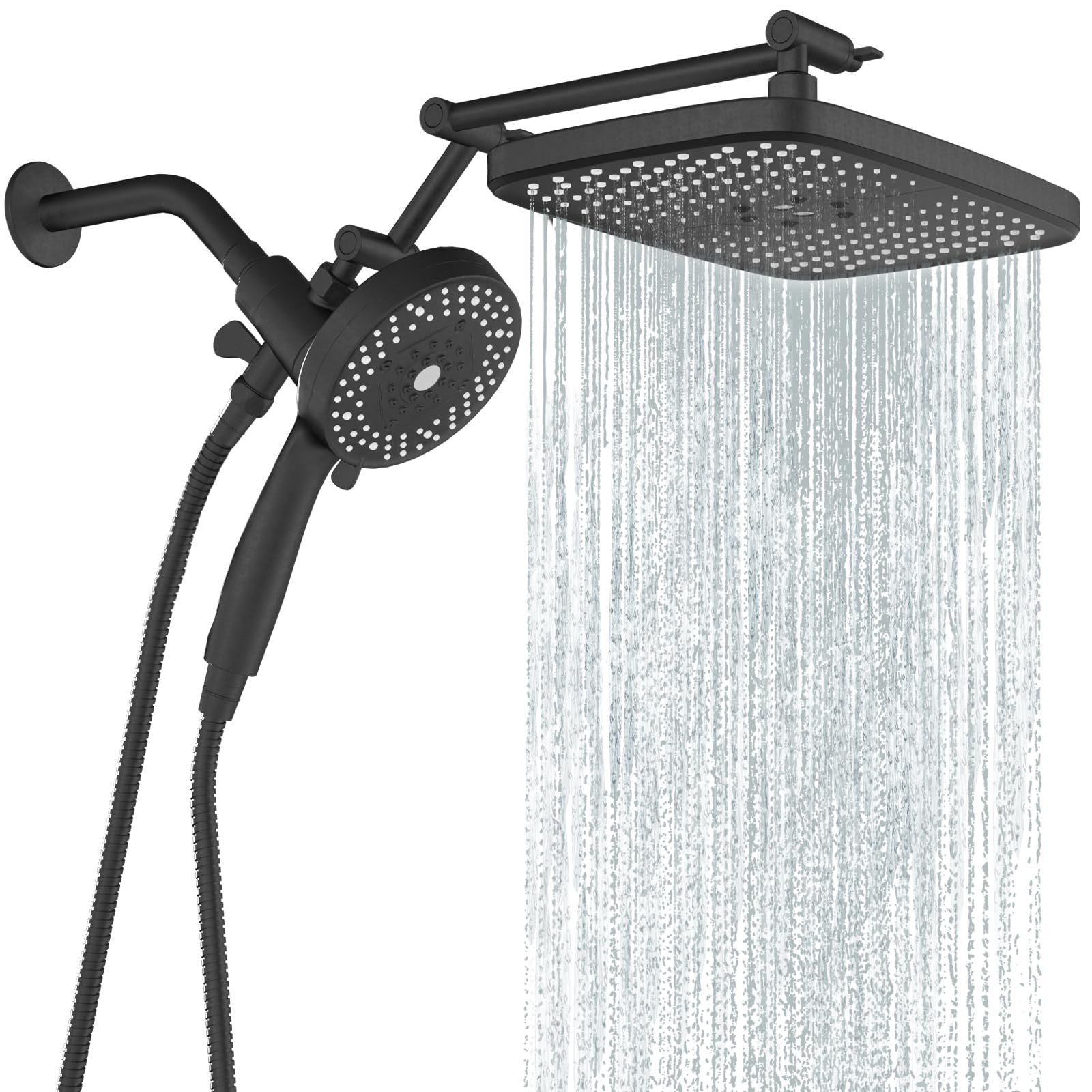 Photo 1 of UltrTxenova Rain Shower Head with Handheld Spray Combo,High Pressure Filtered Handheld Shower Head with 10-Spray for Bathroom Upgrade,10" Height/Angle Adjustable Bar,71" Long Hose (Black)