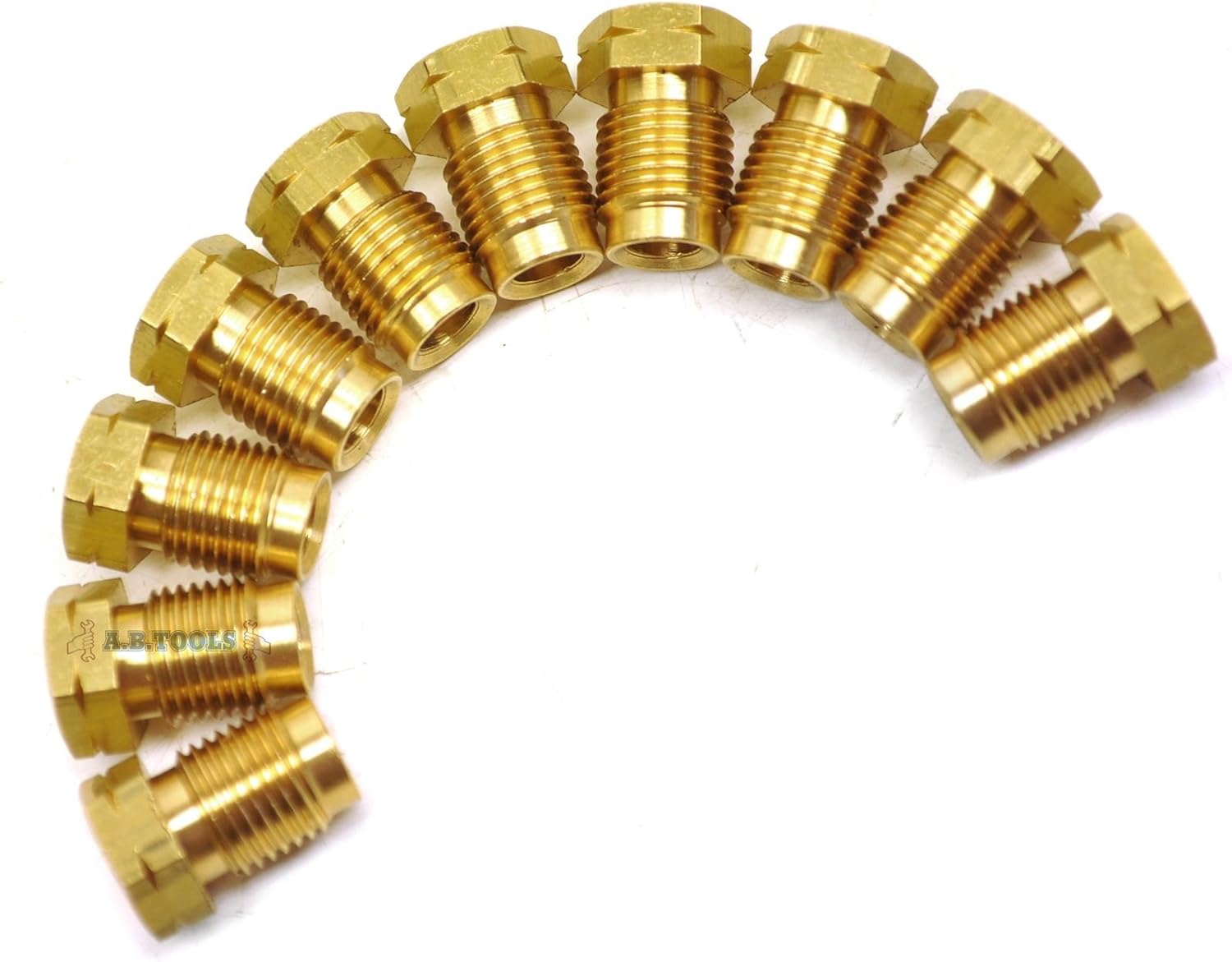 Brass Brake Pipe Fittings M10 x 1mm Short Male 10 PACK for 3/16" Pipe