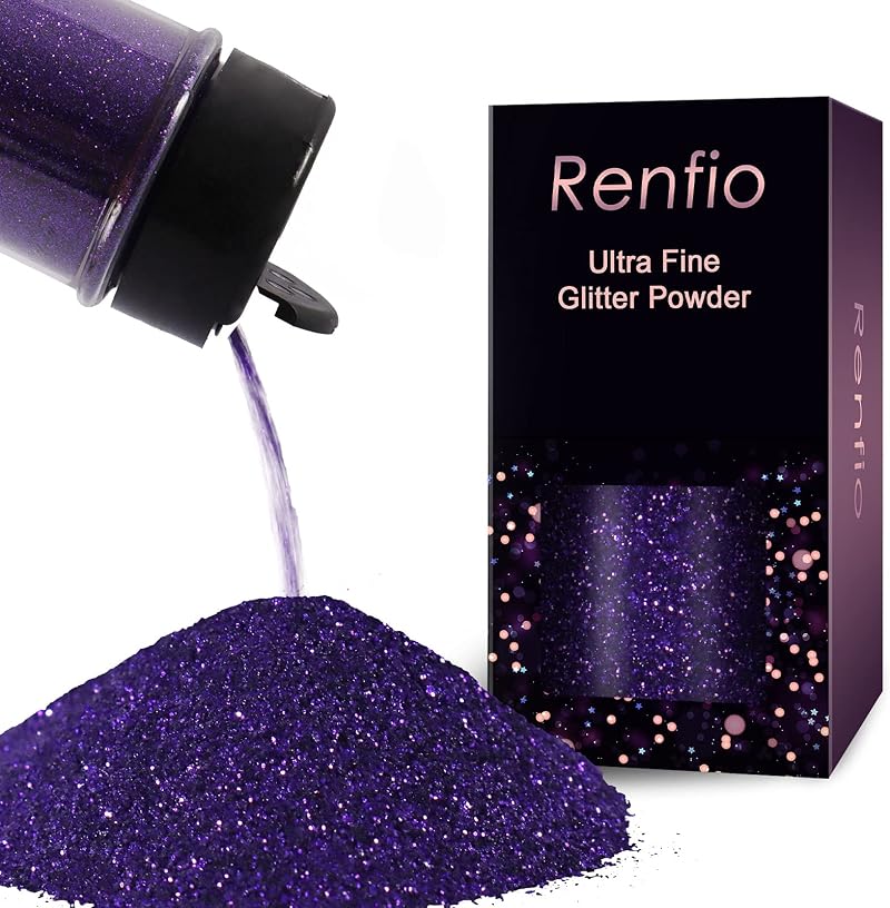 Renfio Ultra Fine Glitter Powder Violet 50g Resin Craft Flakes