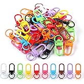 LIQWEI 60 Pcs Colorful Metal Lobster Claw Clasps, Key Chain Hooks Swivel Keychain Clasp, Metal Key Chains Connector for Craft Bag Charm Clip Dog Tags Purse Beads Jewelry Making DIY Supplies