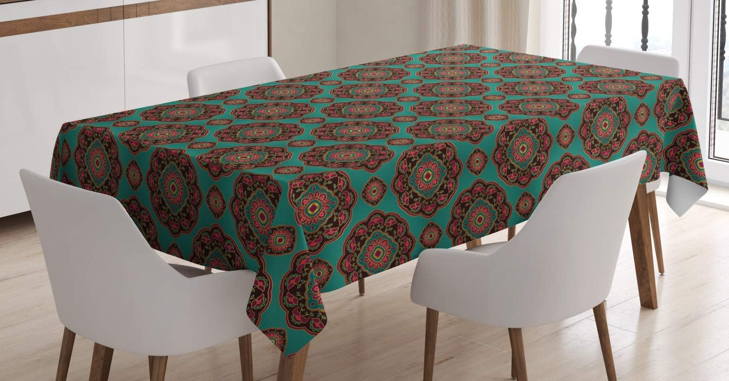 ABAKUHAUS Outdoor-Tischdecke Mit Palmblatt-Muster – 145x210 Cm, Wasserabweisend, Waschbar, In Seafoam Grün