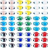 Craftdady 54 pcs Flat Round Evil Eye Lampwork Beads Mixed Color Turkish Beads 10x6 mm Glass Evil Eye Loose Spacer Beads for Bracelets Necklace Jewelry Making Hole: 3 mm
