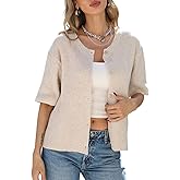 Allifewithu Women's Button Down Cropped Cardigan Top Summer Short Sleeve Y2K Sweaters Tops