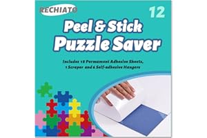 RECHIATO Preserve 2 X 1000 Puzzle Glue Sheets, 12 Sheets Puzzle Saver Peel and Stick, Clear Puzzle Saver Sheets No Stress & No Mess, Puzzle Sticker Sheets Preserve Your Puzzle, Work Better with Puzzle Frame