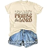 Lytiarul Christian Shirts for Women Praise The Lord God Bible Verse Tshirts Jesus Faith Religious T Shirt Inspirational Tees