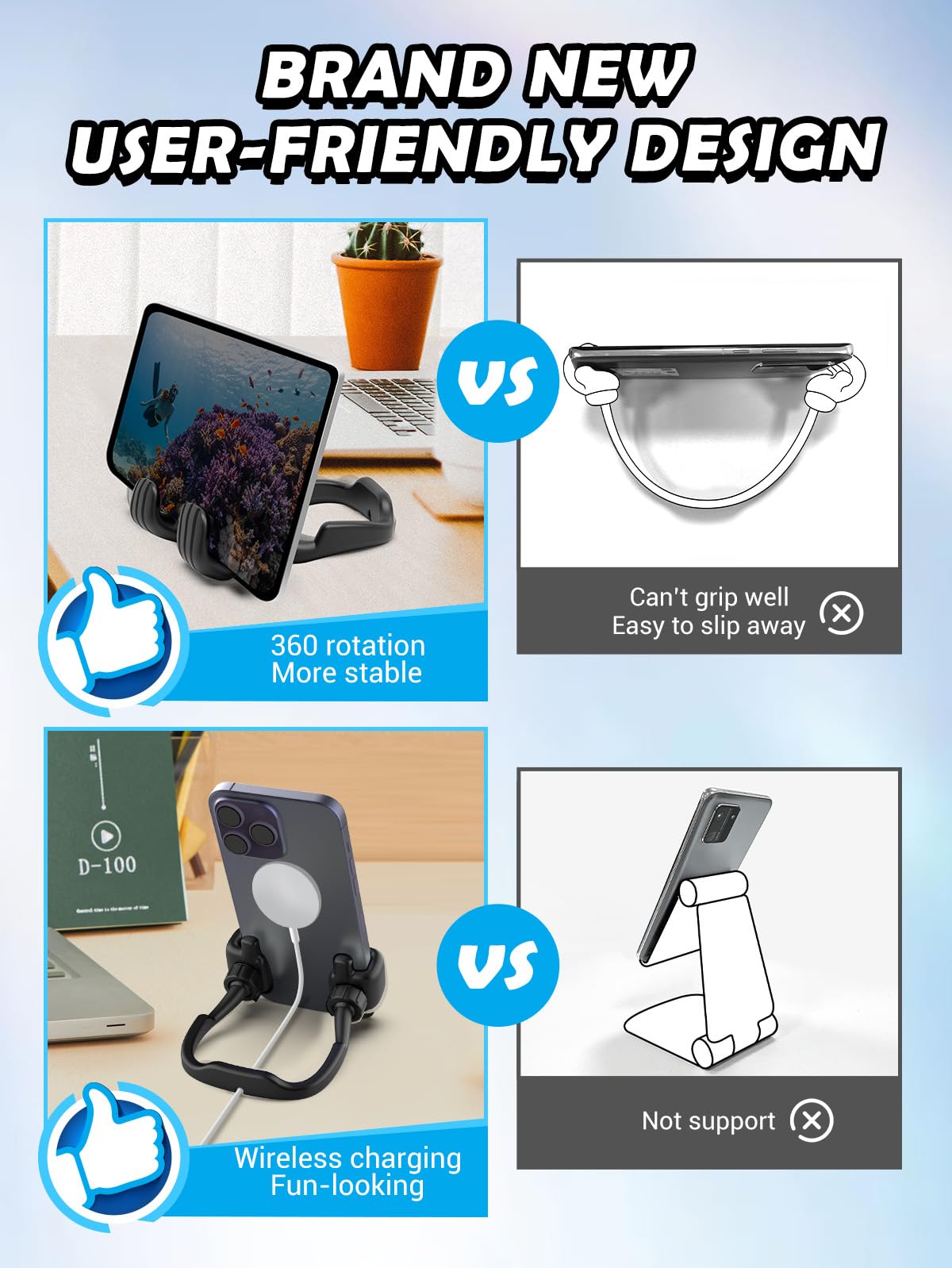 Stocking Stuffers for Teens Boys Men Adults Gifts: Thumbs Up Lazy Phone Stand Cell Phone Holder Gifts for Kids Women Teenage Girls Wife Ideas Funny Cool Gadgets Who Have Everything Gifts for Christmas