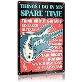 Rustic Guitar Metal Decor Sign for Home Music Room Bar Studio Bedroom Office, Funny Guitar Lover Player Decorations Gifts for Women Men Music Lover, 12 X 8 Inches, Things I Do In My Spare Time