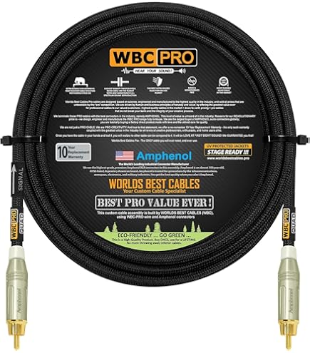 Amphenol RCA Cable 100ft WBC-PRO-Quad Subwoofer Cable | Star-Quad Design | Amphenol Gold RCA Connectors Ultra Flexible Speaker Wire - View #11