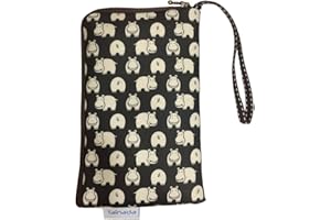 Tainada Women Universal Phone Wristlet Wallet Pouch, Dual Slots Zipper Purse Carry Case Bag for iPhone 16/15/14, 16/15/14 Pro Max, 16/15/14 Plus; Samsung S24+, S23, A54, Z Fold5 (Hippo Pattern Black)