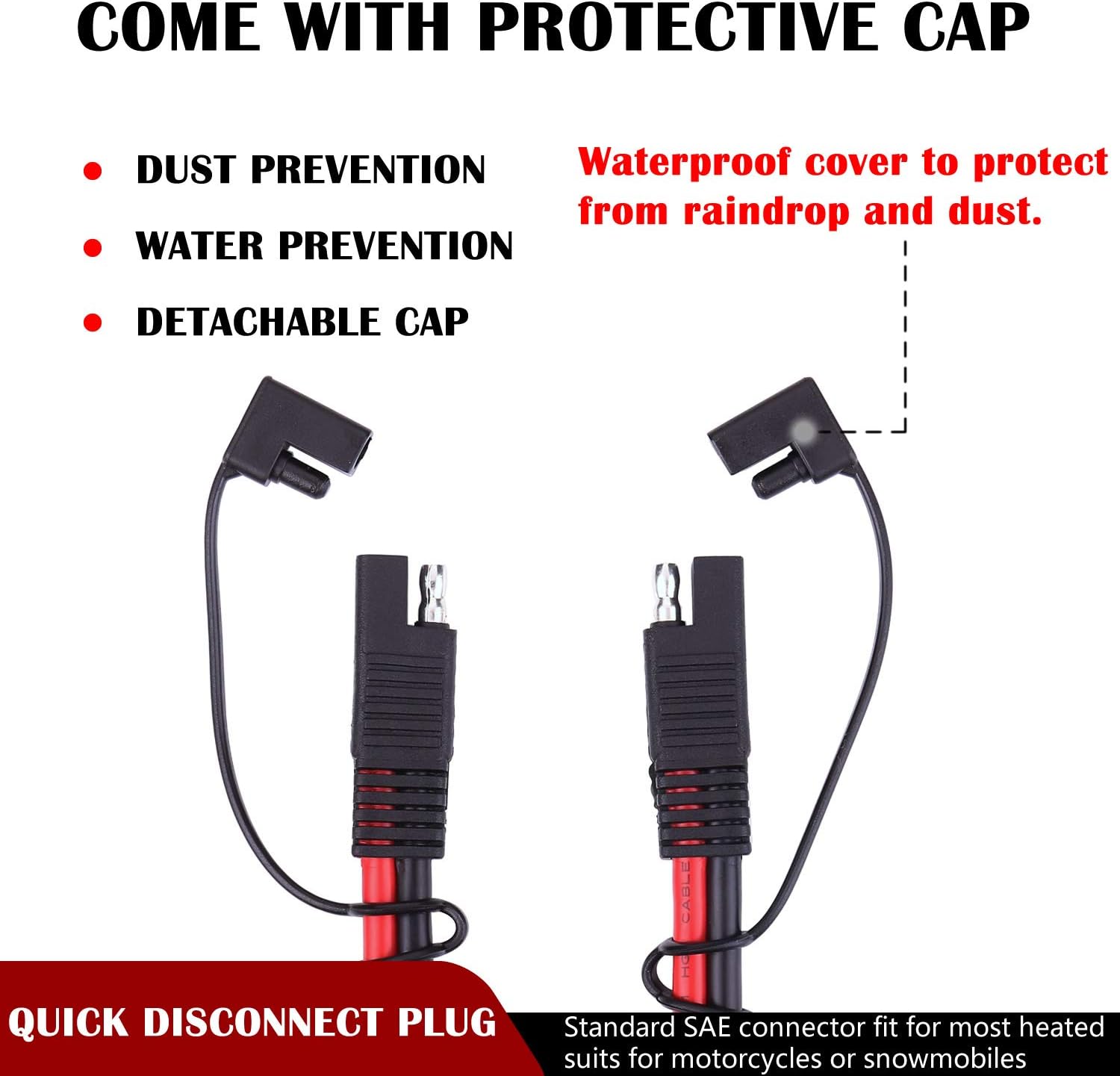 iGreely 10 Gauge SAE Power Automotive Extension Cable SAE to SAE Quick Disconnect Wire Harness SAE Connector for Battery Tender Motorcycle Cars Tractor 10AWG 1M/3FT: Automotive