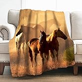 Levens Horse Blanket Gifts for Men Women Boys 60"x50" Horse Throw Blankets Decor for Home Bedroom Living Room Lounge Office Dorm, Soft Cozy Vintage Lightweight Throw Plush Blankets Brown