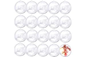 7QUEEN 20PCS 80mm/ 3.14inch Large Clear Ball Ornaments, Clear Plastic Fillable Christmas Balls Shatterproof Ornament Bauble for DIY Crafts Wedding Party Decor Holiday Home Decor
