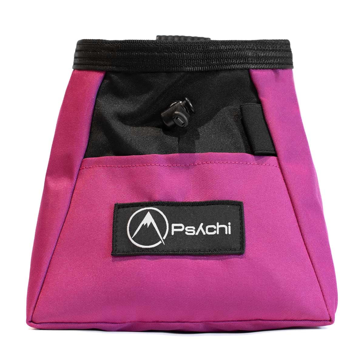Psychi OG Chalk Bucket Bag with Storage Pockets and Carry Strap For Rock Climbing Bouldering Gym (Magenta)