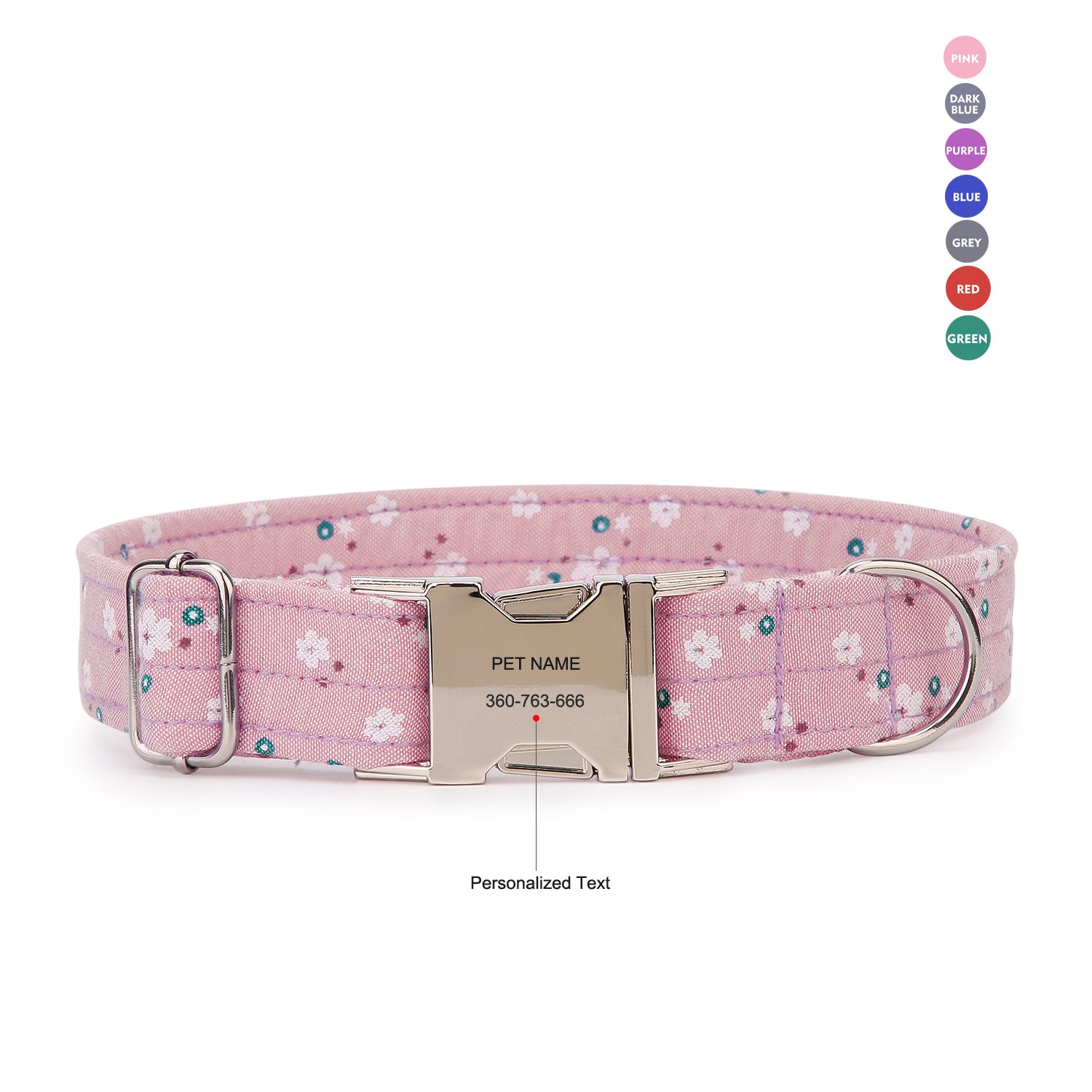 Personalized Dog Collars, Custom Engraved with Pet Name and Phone Number, Adjustable Fabric Cotton ID Collar, Neck 10\