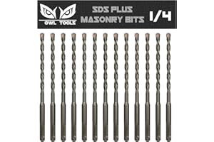 Owl Tools SDS Plus 1/4 Inch Masonry Drill Bits (13 Pack - Industrial Grade) 6 Inch Rotary Hammer Bit for Concrete, Stone, Block, & More!