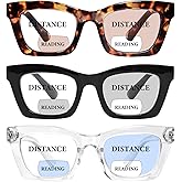 ZESAKER Bifocal Reading Glasses for Women Square Frame Clear Top Bifocal Readers for Women Blue Light Blocking Computer Readers with Spring Hinges (Black+ Clear+ Brown Tortoise, 2.5)
