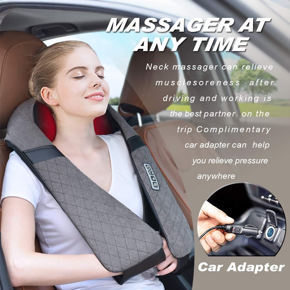 Neck Back Massager, Shiatsu Neck Shoulder Massager with Heat, Electric Neck Massage Pillow 3D Kneading for Neck,Back, Shoulder, Foot, Leg Muscles Pain Relief Relax in Car Office and Home: Health & Personal Care