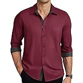 COOFANDY Mens Dress Shirts Long Sleeve Button Down Shirts Untucked Wrinkle-Free Business Casual Shirts