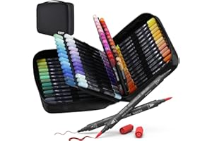 KEMYR Markers for Adult Coloring Books: 80 Colors Markers Set Dual Tips Fine & Brush Pens Water-Based Art Markers for Adults 