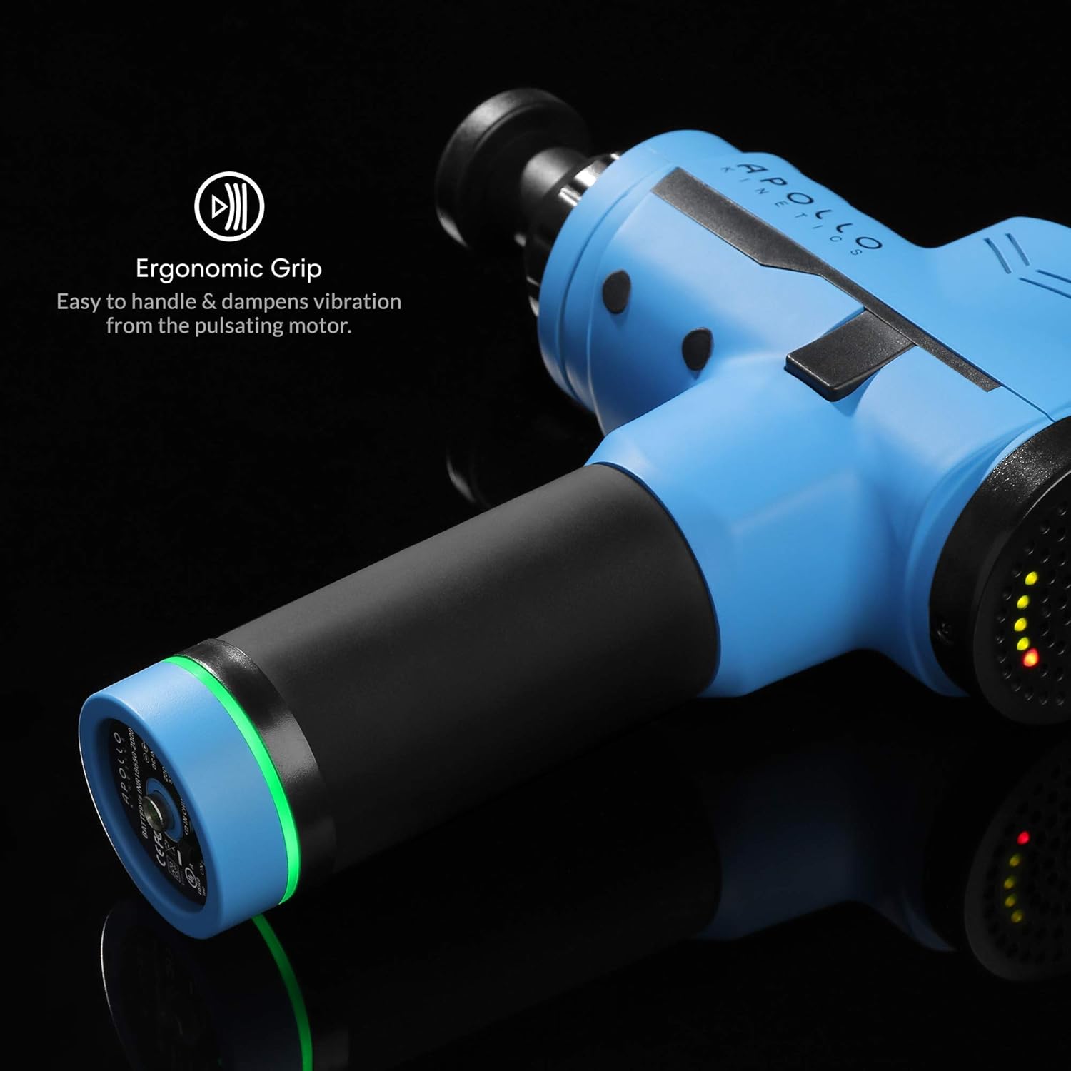 Apollo Kinetics Pulse Massage Gun Portable Electric Deep Tissue Percussion Muscle Massager Drill, Hand Held Cordless Design, Full Body Pain Relief Recovery Stimulator, 4 Heads & Carry Case Included: Health & Personal Care