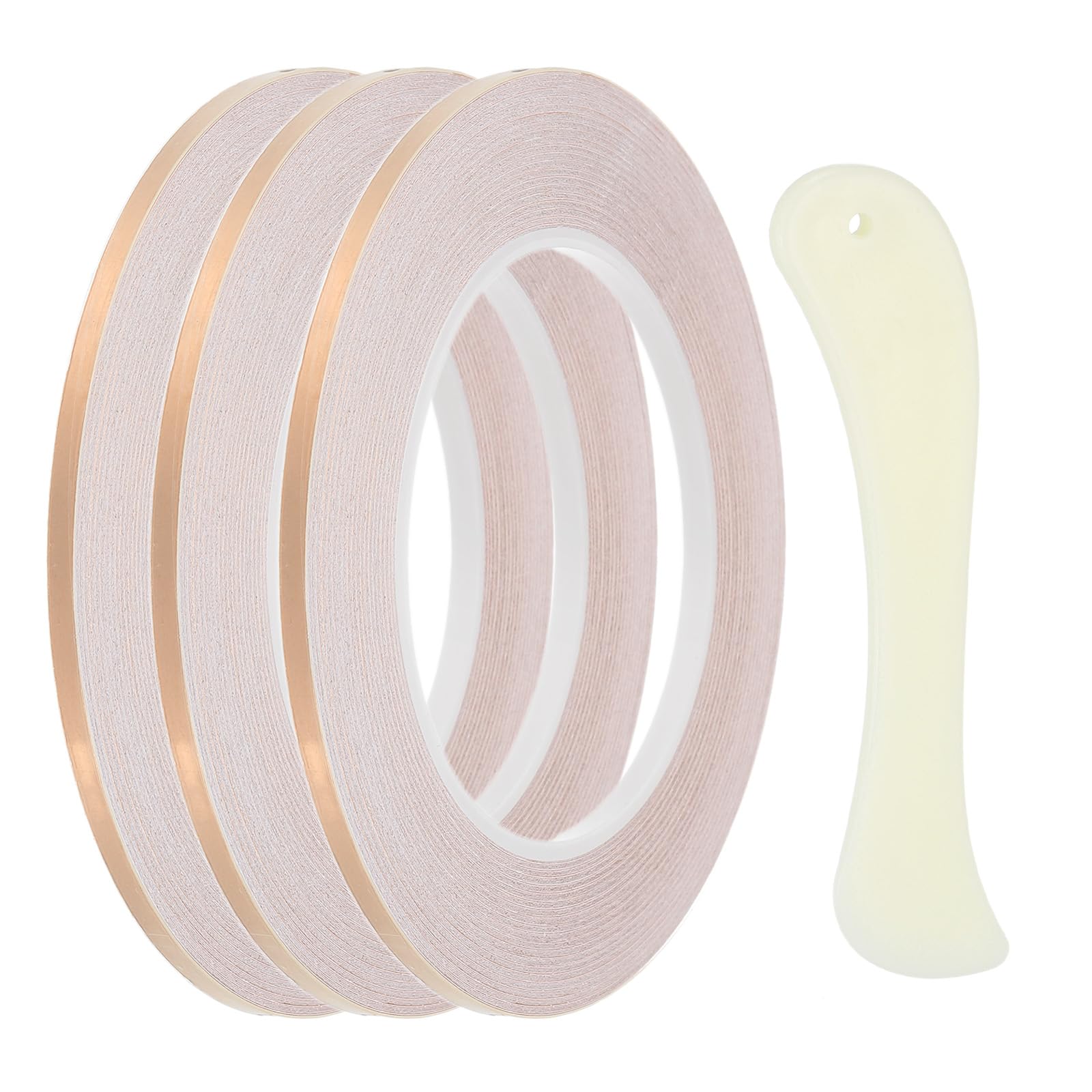 PATIKIL 36 Yard 1/6 Inch Copper Foil Tape, 3 Roll Copper Tape with Single-Sided Conductive Stained Glass Foil Tool with Scraper for Stained Tools DIY Crafting