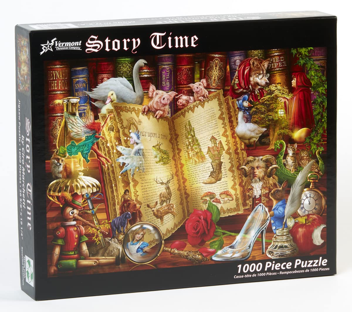 Vermont Christmas Company Story Time Jigsaw Puzzle - 1000 Piece Puzzle with Fully Interlocking & Randomly Shaped Pieces - Fairytale Jigsaw Puzzles 1000 Pieces for Adults (26 5/8