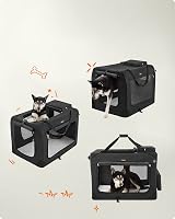 Feandrea Foldable Pet Carrier Bag 102x69x69 cm Large Dog Crate Black view 5