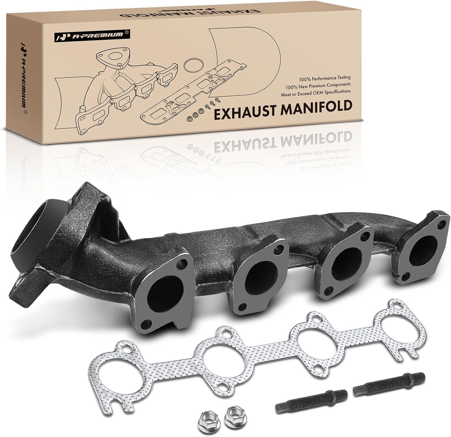 Photo 1 of A-Premium Right Exhaust Manifold Kit W/Gasket & Studs & Nuts [8Cyl 5.4L] Compatible with Ford & Lincoln - F-150, F-250, F-150 Heritage, F-250 F-350 Super Duty, Expedition, E-150, E-250, Navigator