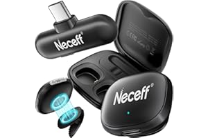 Neceff Wireless Lavalier Microphone for iPhone 15/16/17 & Android – USB-C Plug-and-Play, AI Noise Cancelling Lapel Mini Mic, 