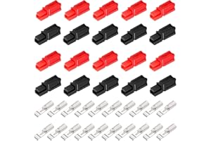 smseace 10 Pairs 30 Amp Power Connector Quick Connect,Disconnect Assortment Kit,Including 10pcs Red housing，10pcs Black housing，20pcs Silver Copper Contacts