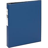 Avery Standard 3 Ring Binder, 1" Round Rings, 1 Blue Binder | For School, Home and Everyday Organization, Clear Interior Pockets, Nonstick PVC-Free Storage, Lay-Flat Back-Mounted Rings