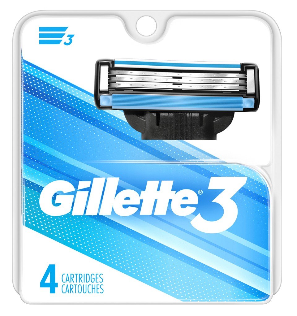 Gillette 3 Cartridges 4 Count (Fits Mach 3) (2 Pack)