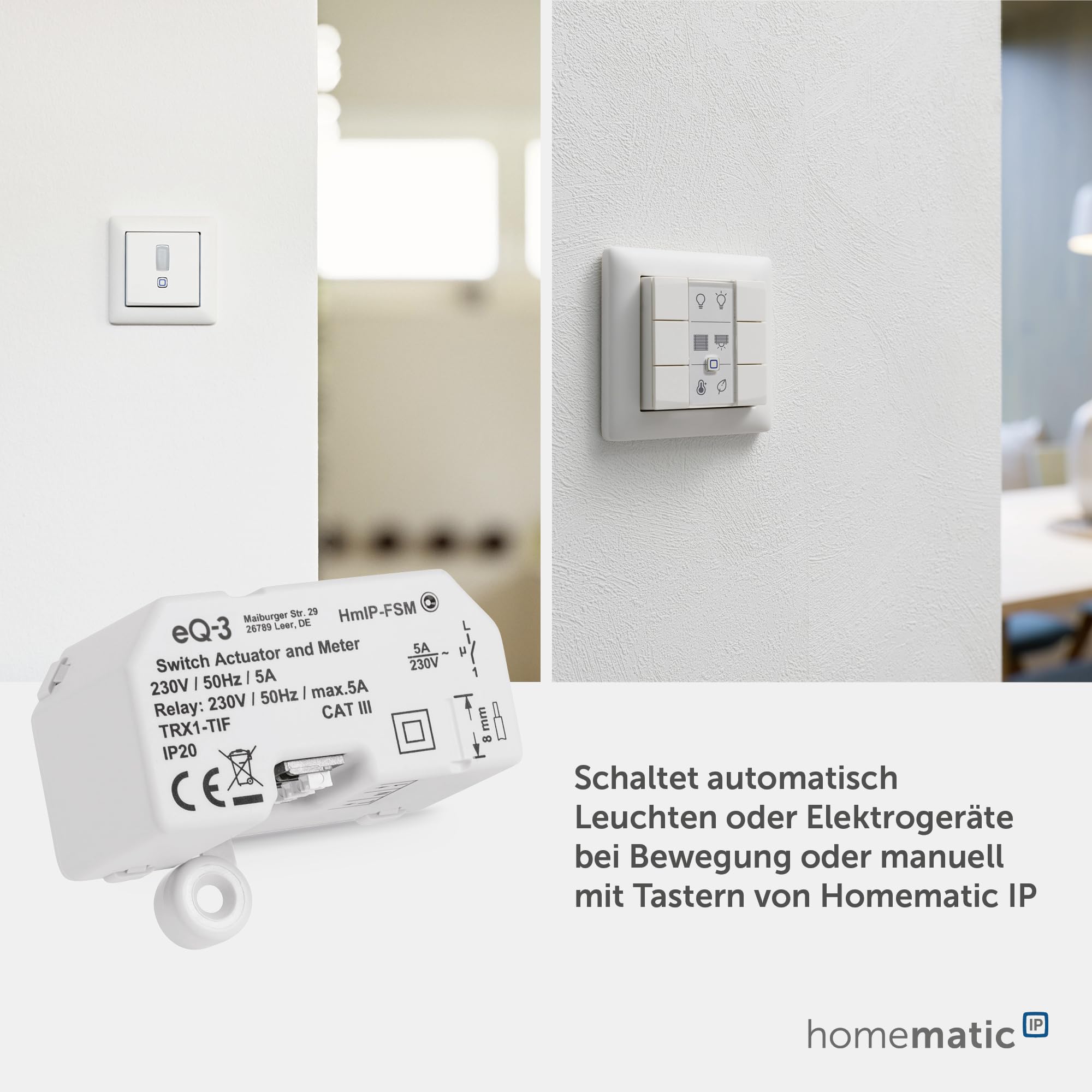 Homematic IP Schalt-Mess-Aktor – Unterputz, Smart Home, Aktor misst Strom,steuert Geräte und Leuchten per App, Alexa & Google Home, Energie sparen, 142721A0 6
