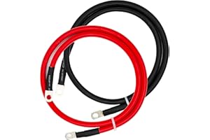 LUCKYSLYCYC 4 AWG Battery Cable,3FT Battery Cables,With 5/16" Ring Terminals for Solar, RV, Auto, Marine Car, Boat