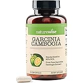 Naturewise Garcinia Cambogia - 60% HCA Concentration Extract, Natural Support for Weight Goals and Energy Levels - Vegan, Non-GMO, Gluten Free - 90 Capsules[1-3 Month Supply]