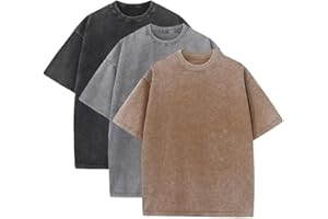 DUWQCUI 3 Pcs Men's Oversized Heavy Cotton Summer T-Shirts Vintage Tee Loose Fit Short Sleeve Casual Tshirts for Men Women
