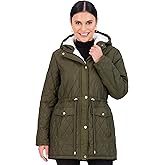 Jones NY Diamond-Quilted Jacket Anorak with Fur Lining - Winter Coats for Women, Black