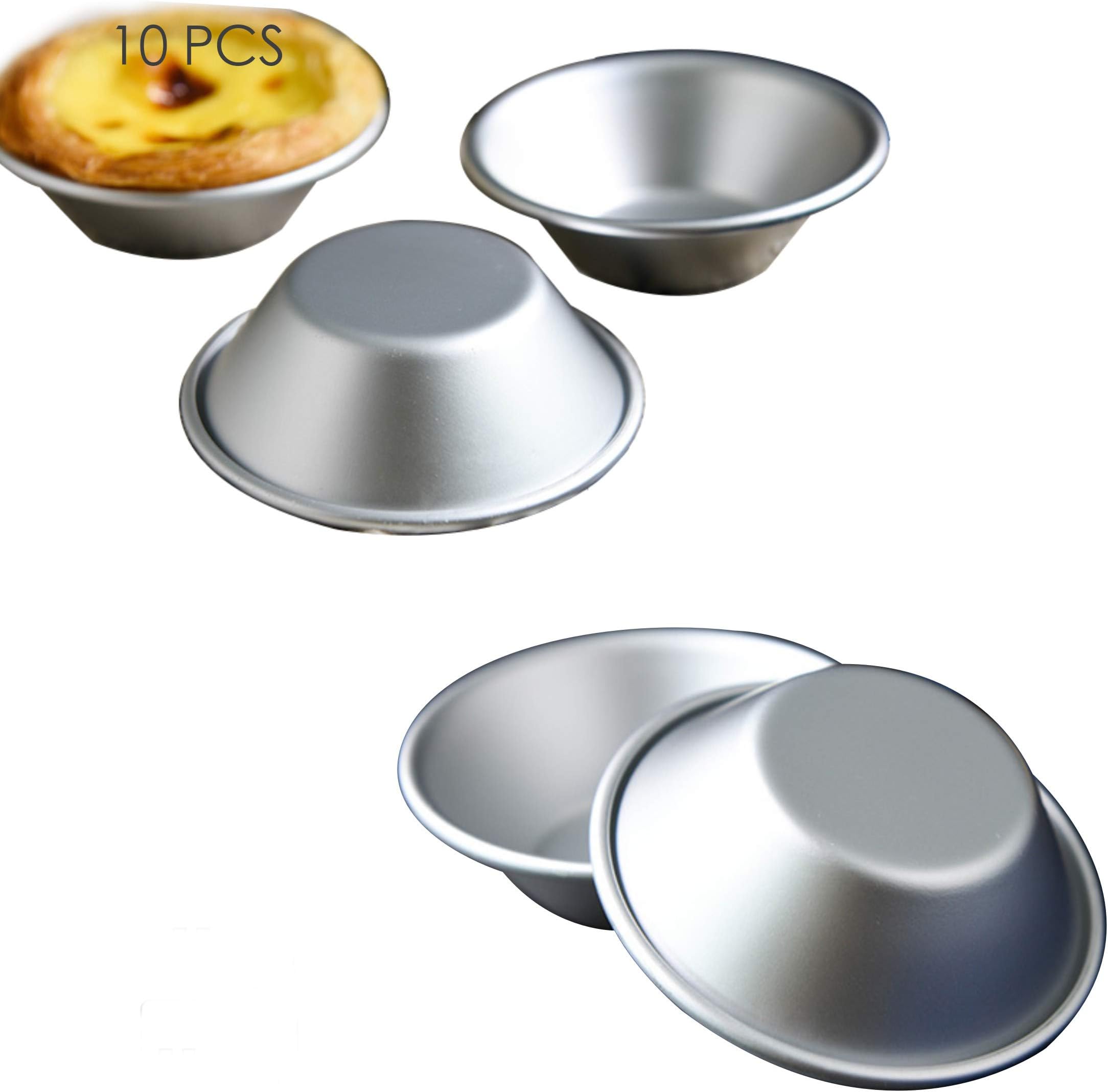 Mini Pie Pans, Cake Cookie Mold ,Set of 10 Anodized Aluminum Pudding Mould Baking Tool ,Size 2.87”0.86” By GLLEEN